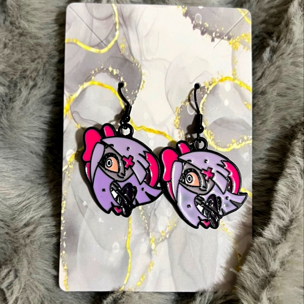 Hazbin Hotel Earrings Handmade Hypoallergenic Heart Shape‎ Dangle (Vaggie)